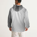 Mens Hooded Windbreaker - White Polka Dot Water Resistant Jacket