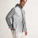 Mens Hooded Windbreaker - White Polka Dot Water Resistant Jacket