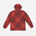 Mens Hooded Windbreaker - Red Tartan Plaid Water Resistant Jacket