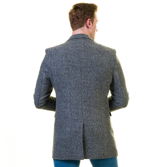 Men's European Grey Wool Coat Jacket Tailor fit Fine Luxury Quality