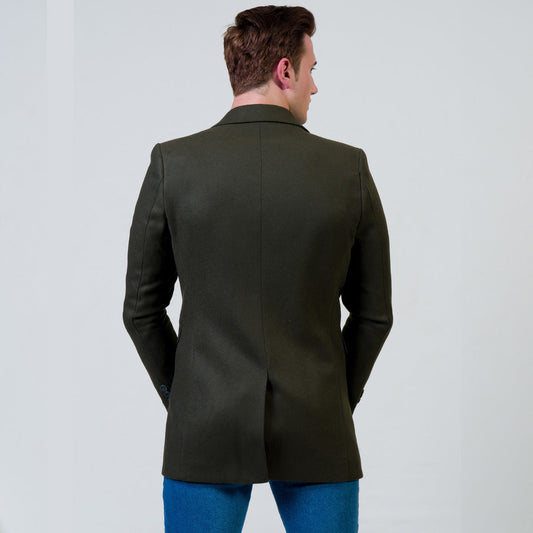 Men's European Green Wool Coat Jacket Tailor fit Fine Luxury Quality