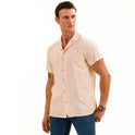 Beige Solid European Made & Designed Hawaiian Summer Shirts For Men