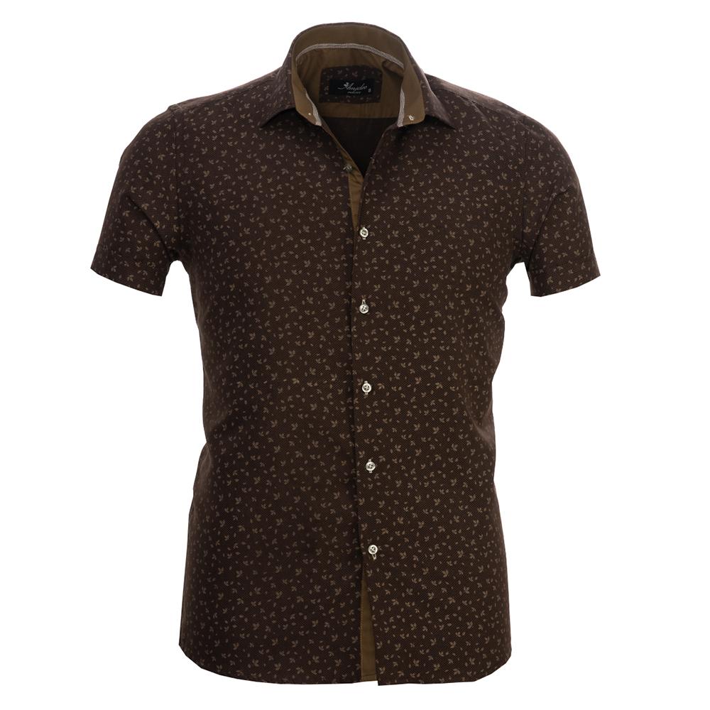 Mens Short Sleeve Button up Shirts - Tailored Slim Fit Cotton Dress