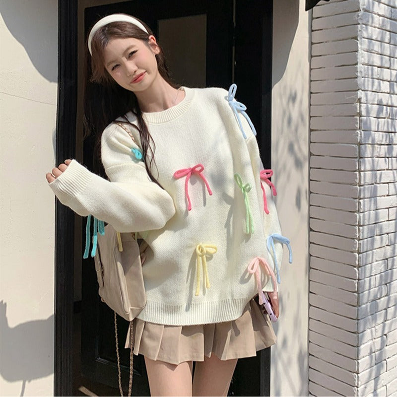 Women's Bowknot Sleeve Loose Knit Sweater