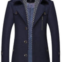 Mens Layered Collar Button Front Mid Length Coat