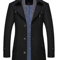 Mens Layered Collar Button Front Mid Length Coat