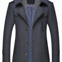 Mens Layered Collar Button Front Mid Length Coat