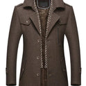 Mens Layered Collar Button Front Mid Length Coat