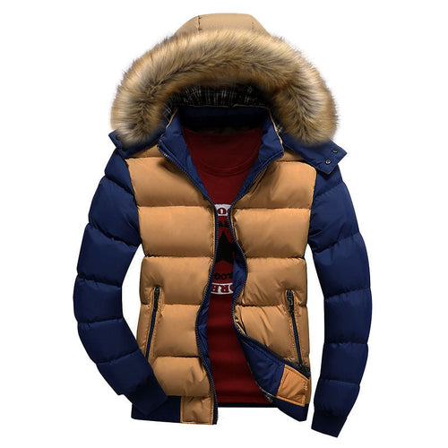 Mens Two Tone Puffer Jacket with Removable Hood