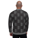 Bomber Jacket for Men, Black and Grey 3d Square Block Pattern