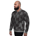 Bomber Jacket for Men, Black and Grey 3d Square Block Pattern