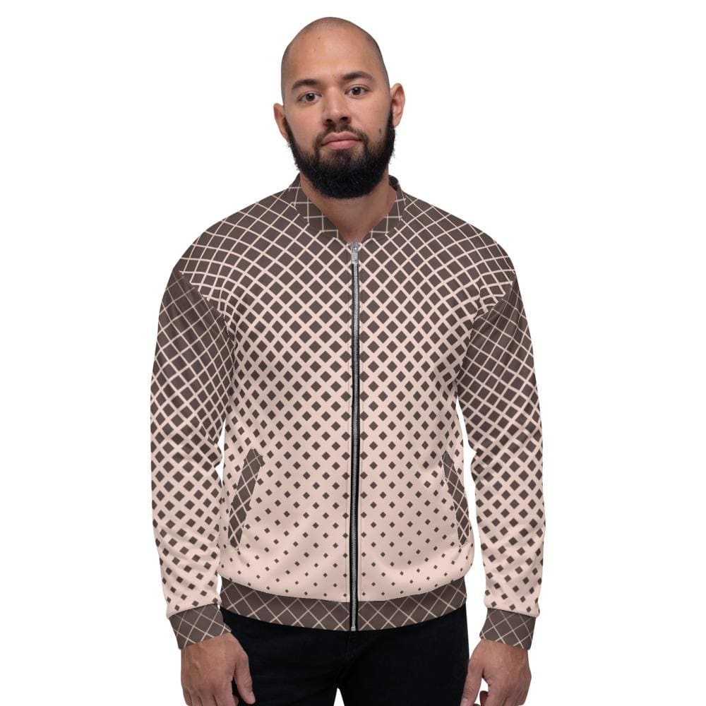 Bomber Jacket for Men, Burgundy Halftone Dotted Pattern