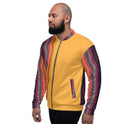 Bomber Jacket for Men, Orange and Black Retro Striped Pattern