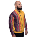 Bomber Jacket for Men, Orange and Black Retro Striped Pattern