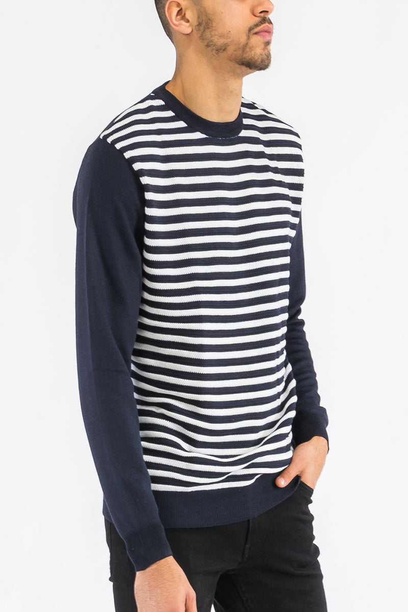 STRIPED CUTOUT KNIT SWEATER NR2015