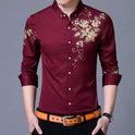 Mens Slim Fit Long Sleeve Floral Shirt