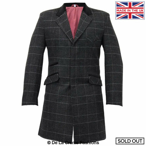 De La Creme MAN Check Design Retro Mod Coat