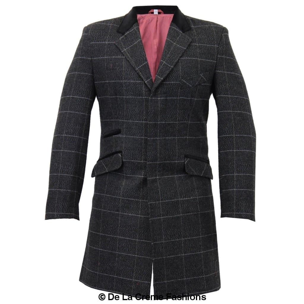 De La Creme MAN Check Design Retro Mod Coat