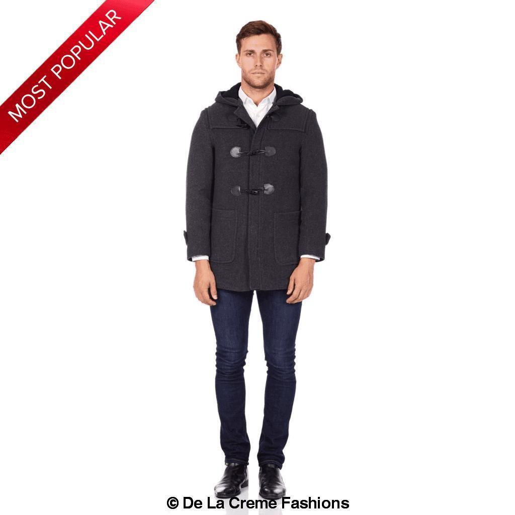 CLAREMONT - Mens Wool Blend Hooded Duffle Coat