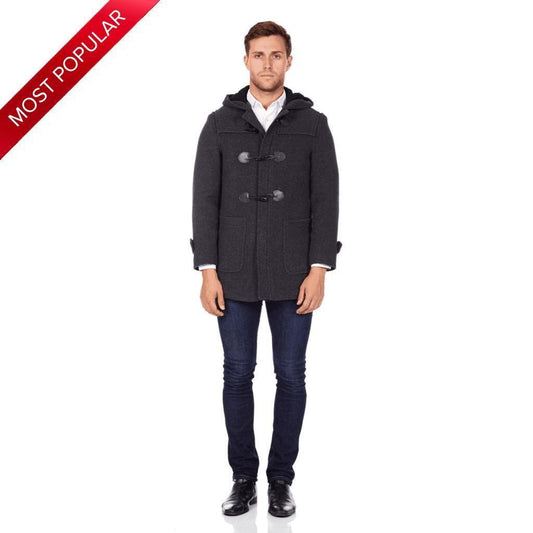 CLAREMONT - Mens Wool Blend Hooded Duffle Coat