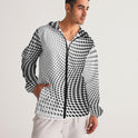 Mens Hooded Windbreaker - White Polka Dot Water Resistant Jacket