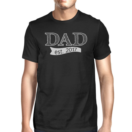 Dad Est 2017 Mens Black Funny Graphic T-Shirt