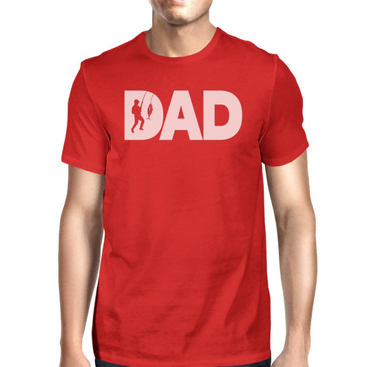 Dad Fish Mens Red Round T-Shirt Fathers Day Gift