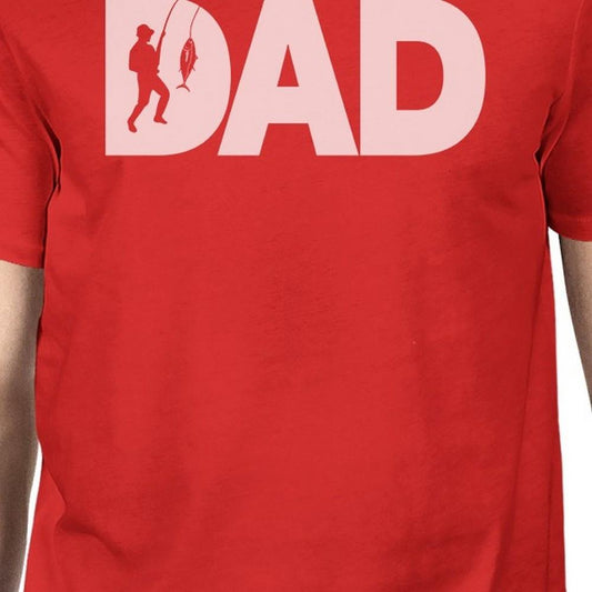 Dad Fish Mens Red Round T-Shirt Fathers Day Gift