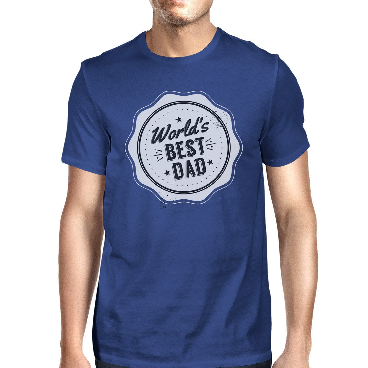 Worlds Best Dad Mens Blue Cotton T-Shirt Vintage