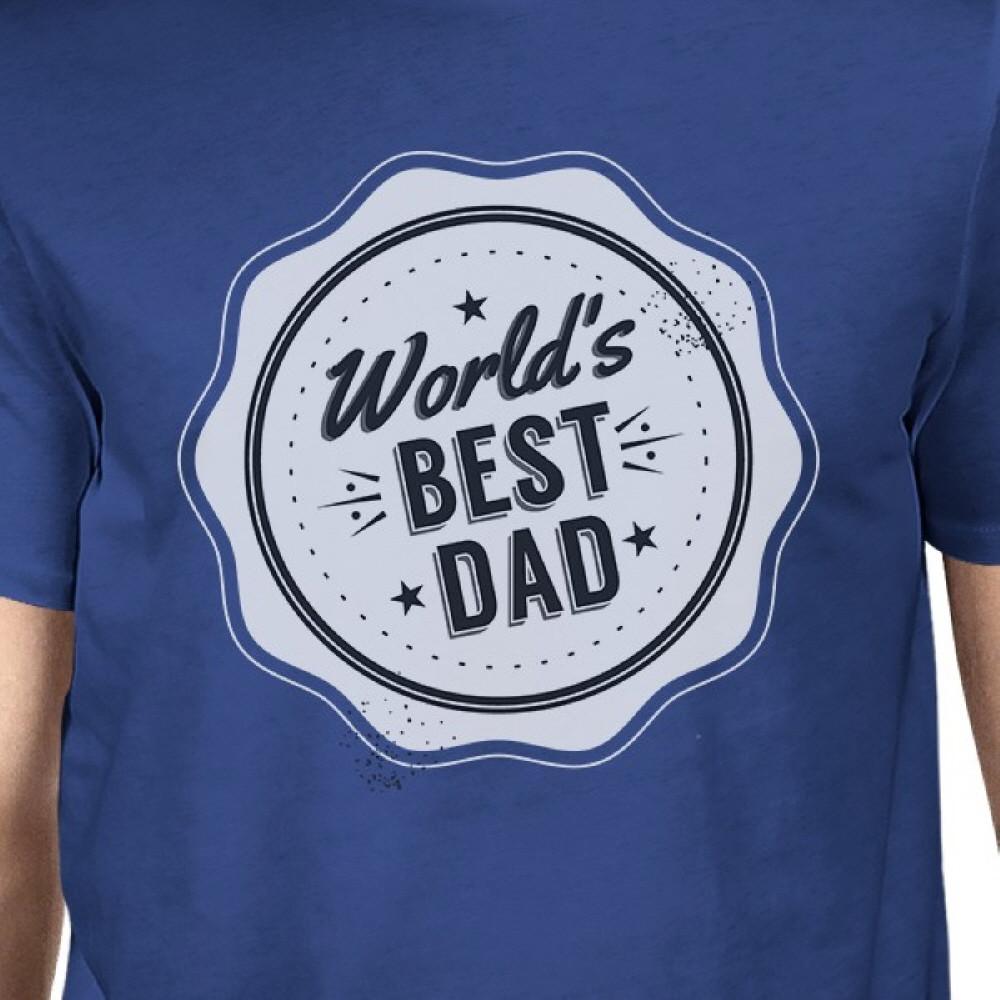 Worlds Best Dad Mens Blue Cotton T-Shirt Vintage