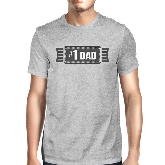 #1 Dad Mens Grey Cotton Graphic T-Shirt Unique