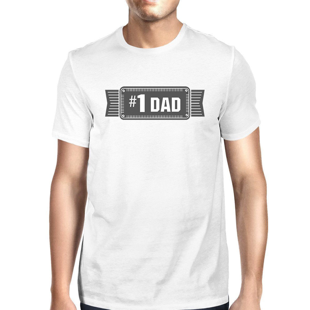 #1 Dad Mens White Vintage Graphic T-Shirt Fathers