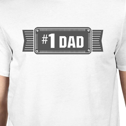 #1 Dad Mens White Vintage Graphic T-Shirt Fathers