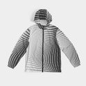 Mens Hooded Windbreaker - White Polka Dot Water Resistant Jacket