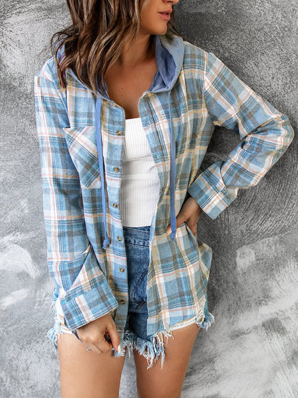 Women's Hoodie Button-Down Casual Shirt Jacket