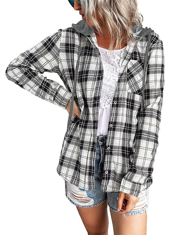 Women's Hoodie Button-Down Casual Shirt Jacket