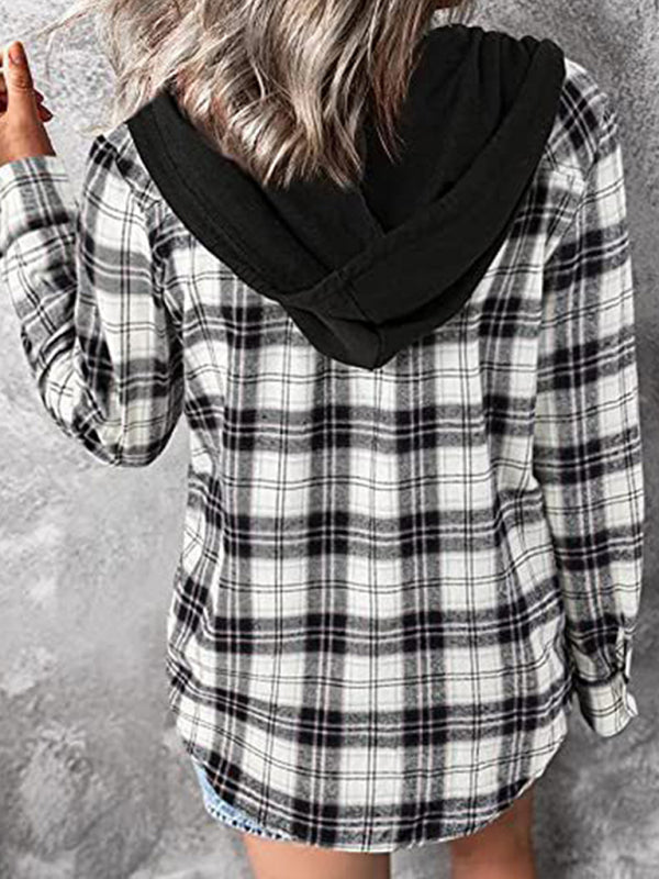 Women's Hoodie Button-Down Casual Shirt Jacket