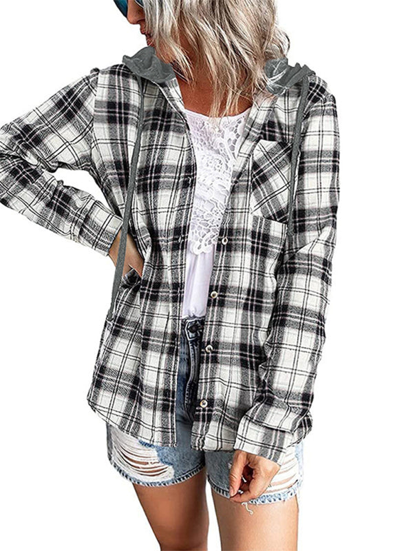 Women's Hoodie Button-Down Casual Shirt Jacket