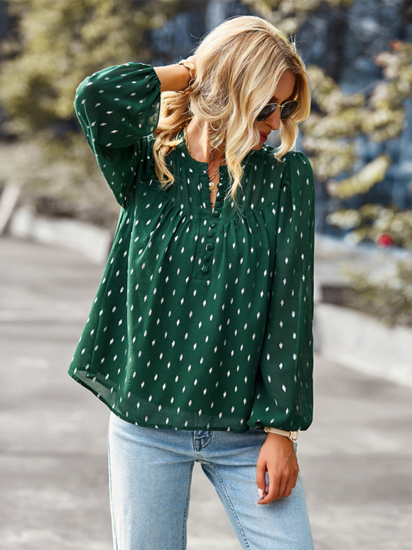 Chiffon Button-Up Long Sleeve Blouse