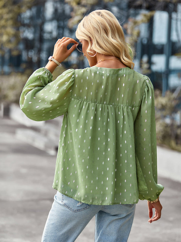 Chiffon Button-Up Long Sleeve Blouse