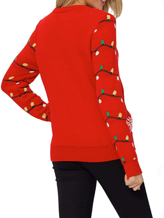 Festive Christmas Tree Print Holiday Sweater