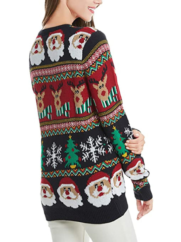 Festive Reindeer and Santa Knit Sweater