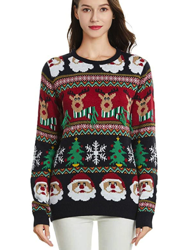 Festive Reindeer and Santa Knit Sweater