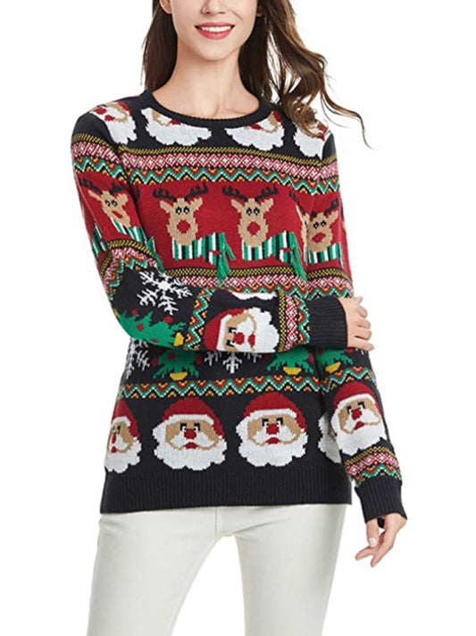 Festive Reindeer and Santa Knit Sweater