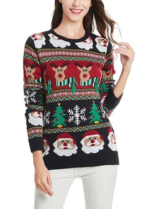 Festive Reindeer and Santa Knit Sweater