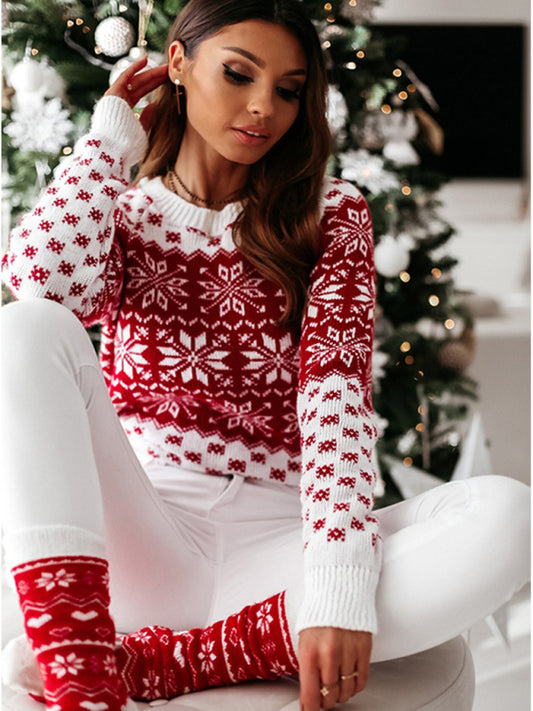 Women Holiday Knit Snowflake Sweater