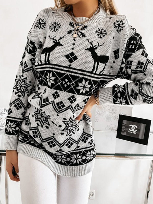 Women's Allover Print Long Sleeve Sweater