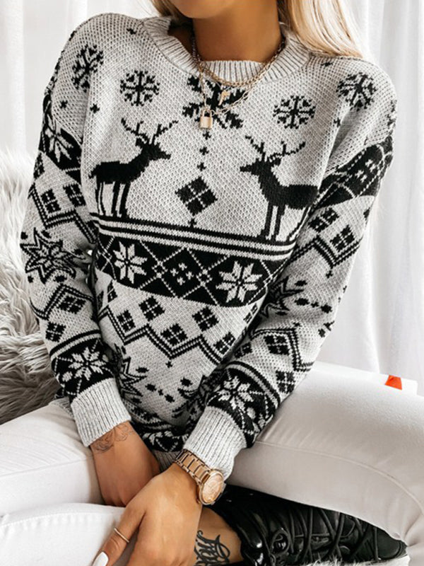 Women's Allover Print Long Sleeve Sweater