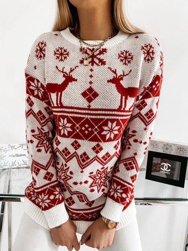 Women's Allover Print Long Sleeve Sweater