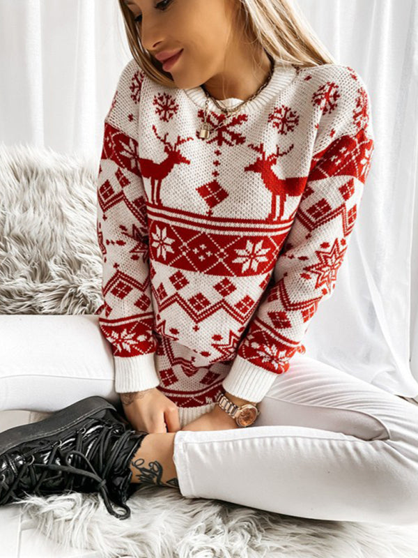 Women's Allover Print Long Sleeve Sweater